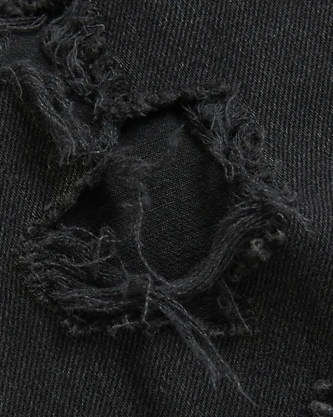River Island ripped high waist stove straight jeans Black Online