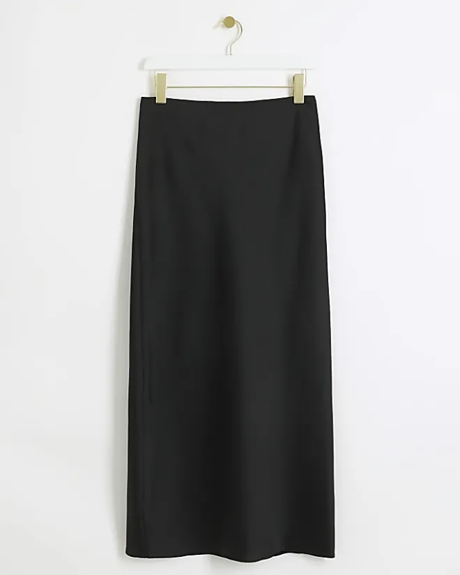 River Island satin maxi skirt Black Online