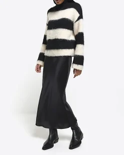 River Island Satin Midi Skirt Black Discount