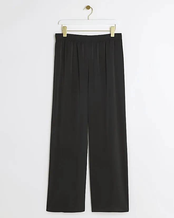 River Island satin wide leg trousers Black Fashion