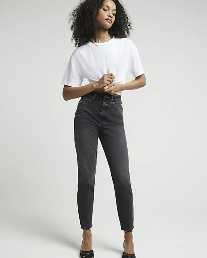 River Island Sculpt Mom Jeans Black New