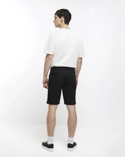 River Island skinny fit denim shorts Black Hot