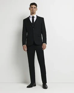 River Island skinny fit twill suit jacket Black Hot