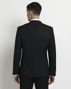 River Island skinny fit twill suit jacket Black Hot