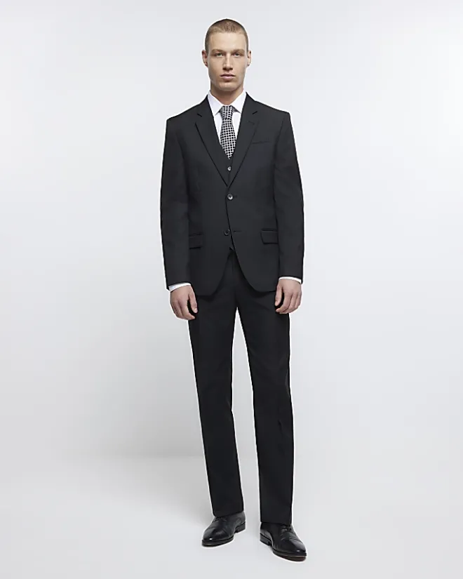 River Island skinny fit twill waistcoat Black Outlet