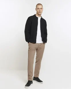 River Island slim fit boucle knit cardigan Black Outlet