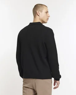 River Island slim fit boucle knit cardigan Black Outlet