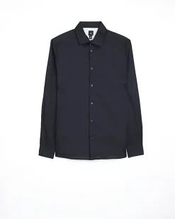 River Island slim fit sateen long sleeve shirt Black Online
