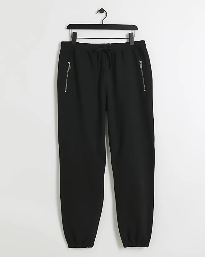 River Island slim fit textured smart joggers Black Hot