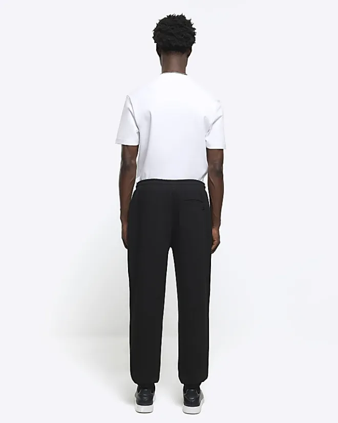 River Island slim fit textured smart joggers Black Hot