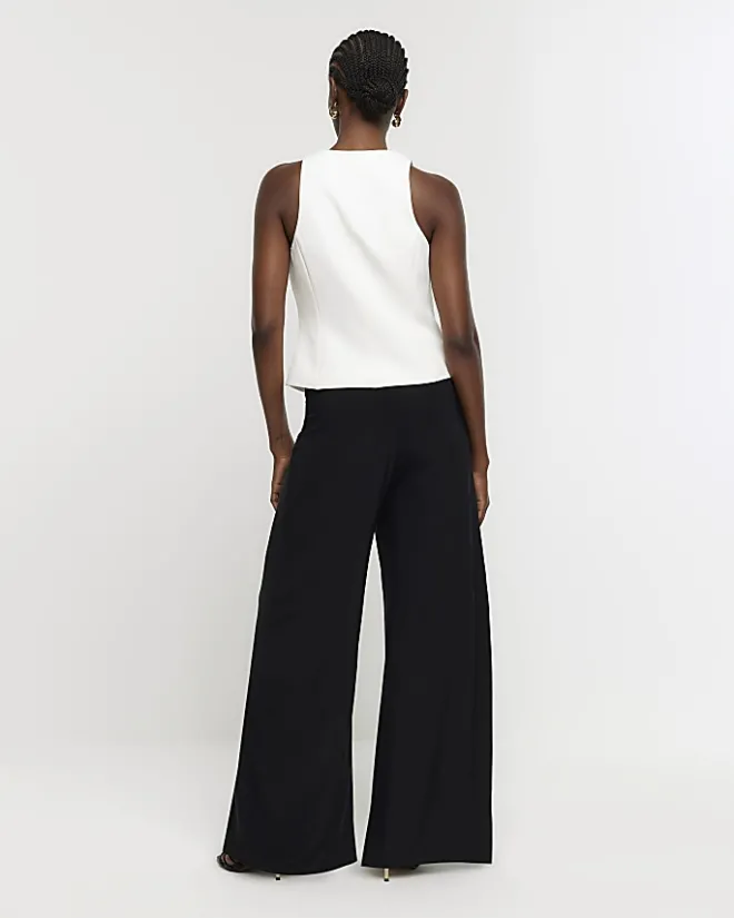 River Island Slinky Wide Leg Trousers Black Outlet