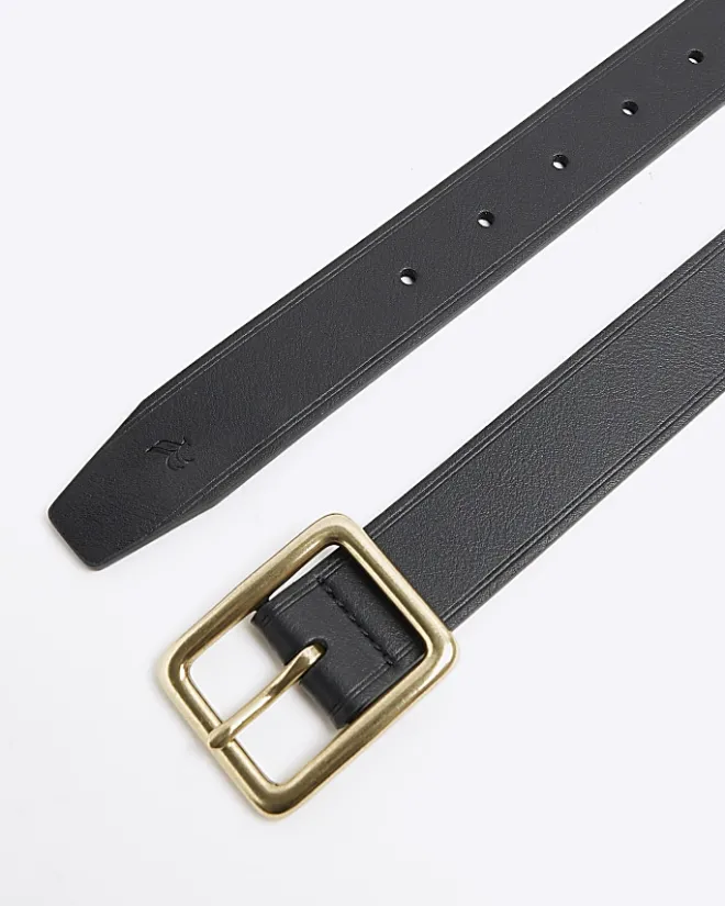 River Island square buckle belt Black Hot