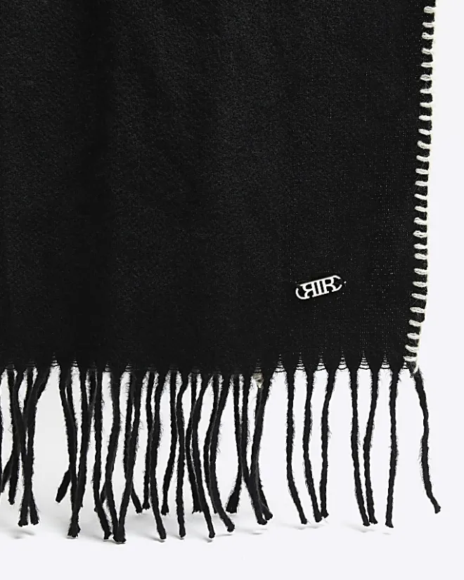 River Island stitch detail scarf Black Discount