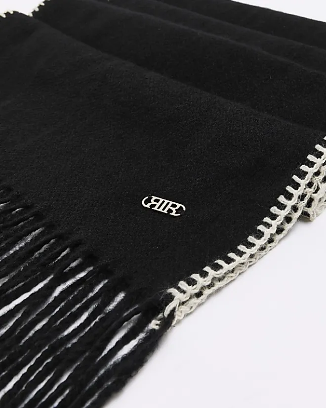 River Island stitch detail scarf Black Discount