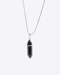 River Island stone necklace Black Hot