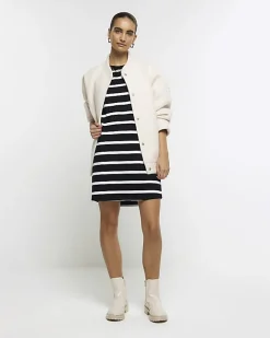 River Island stripe t-shirt mini dress Black New