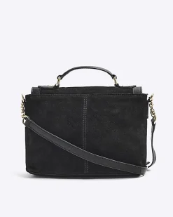 River Island suede studded satchel bag Black Fashion