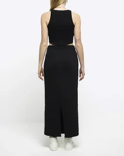 River Island sweat midi skirt Black Best