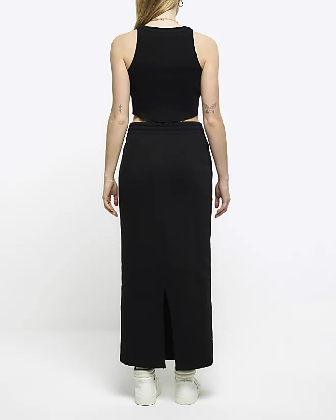 River Island sweat midi skirt Black Best