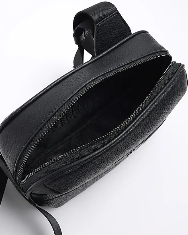 River Island tumbled cross body bag Black Outlet
