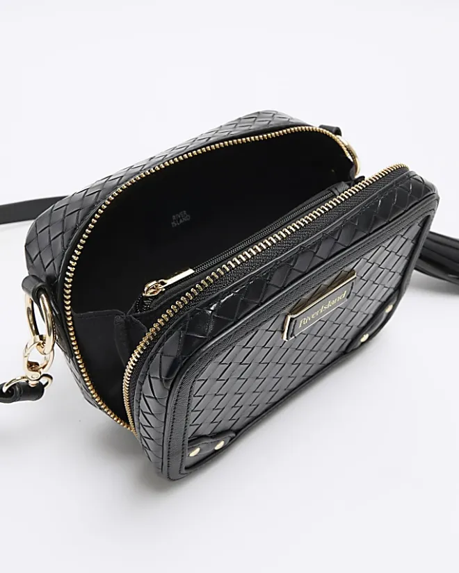 River Island weave cross body bag Black Best