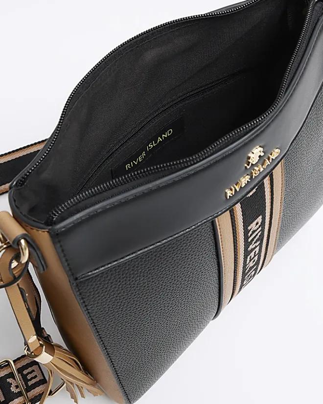 River Island webbing messenger cross body bag Black Online