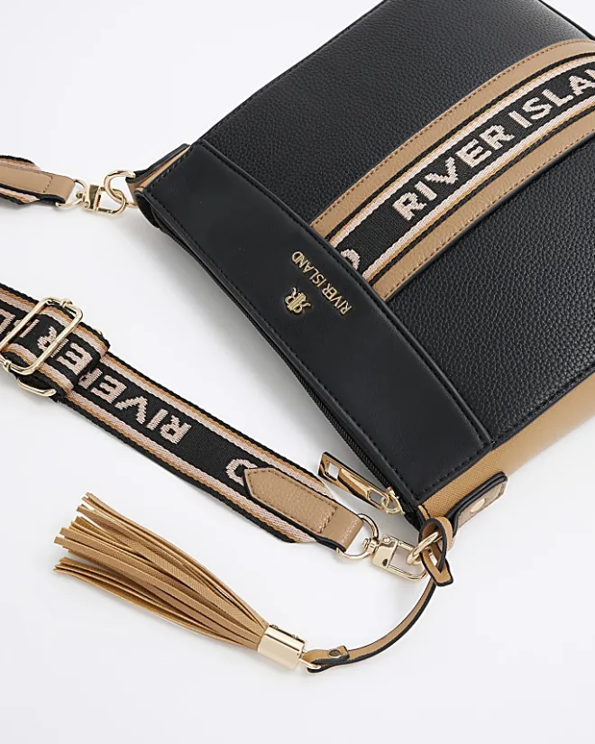 River Island webbing messenger cross body bag Black Online