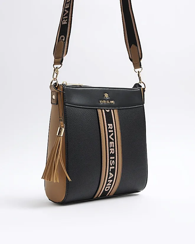 River Island webbing messenger cross body bag Black Online