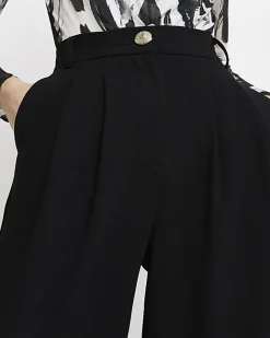 River Island wide leg pleated trousers Black Sale