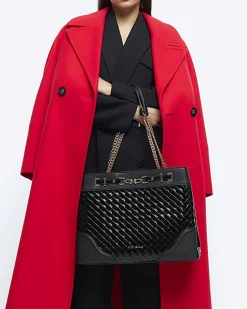 River Island woven chain tote bag Black Online