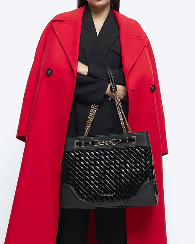 River Island woven chain tote bag Black Online