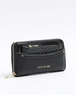River Island woven pouch purse Black Sale