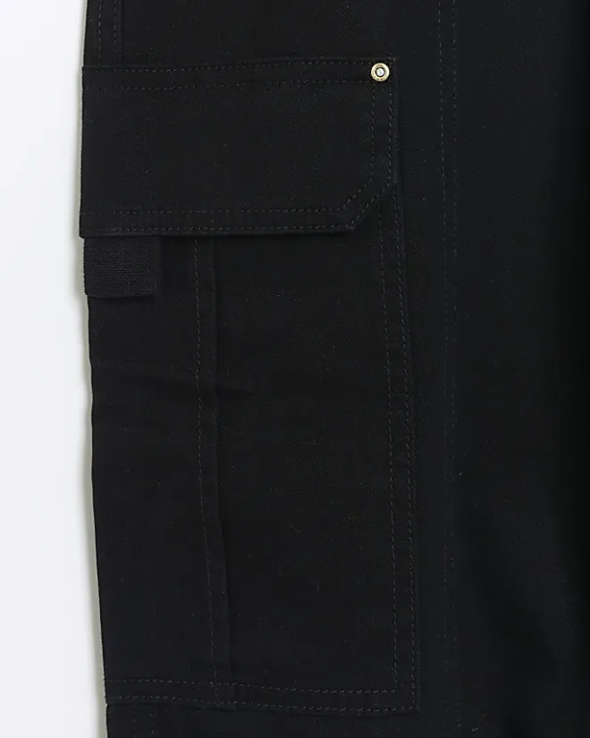 River Island zip cuffed cargo trousers Black Fashion
