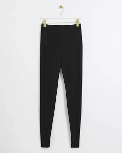 River Island zip hem leggings Black Clearance