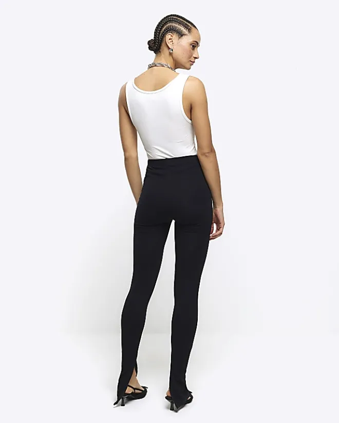 River Island zip hem leggings Black Clearance