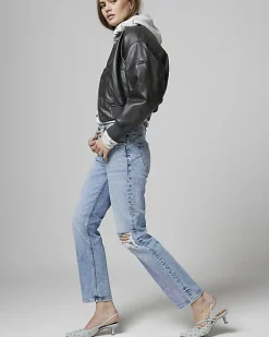 River Island bum sculpt slim straight ripped jeans Blue Hot
