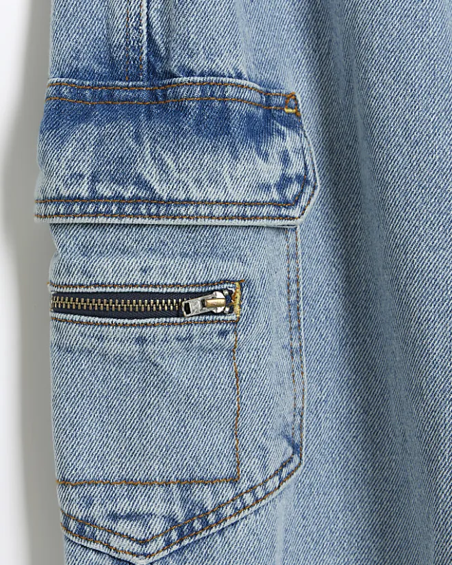 River Island cuffed cargo jeans Blue Fashion