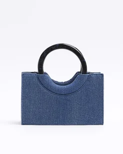 River Island denim studded cross body bag Blue Hot