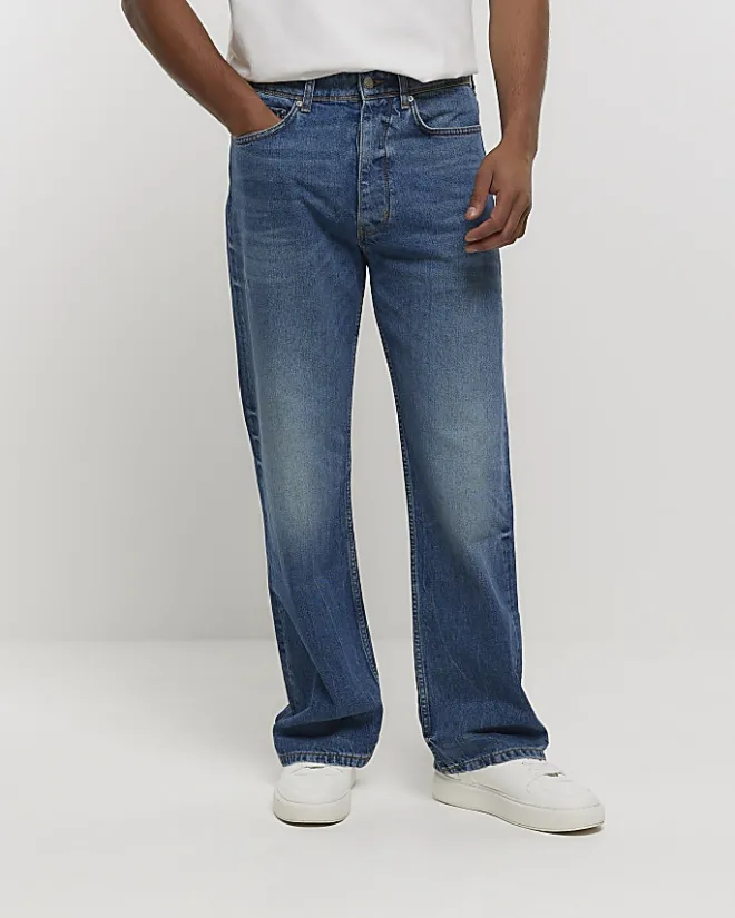 River Island faded baggy jeans Blue Fashion