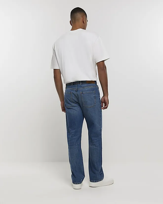 River Island faded baggy jeans Blue Fashion