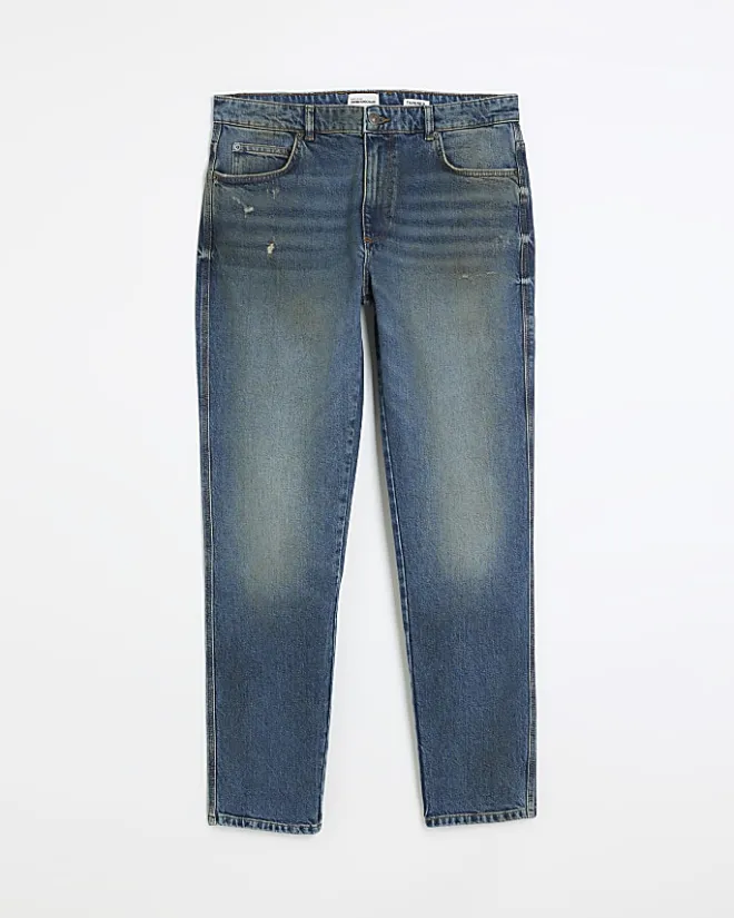 River Island faded tapered fit jeans Blue New