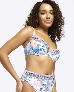 River Island fuller bust embellished bikini top Blue Best