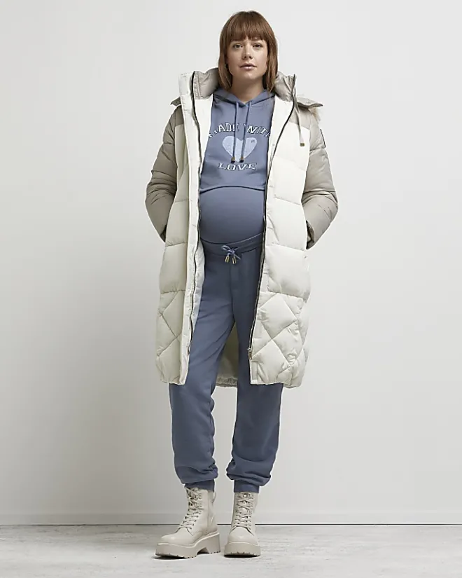 River Island graphic cropped maternity hoodie Blue Best