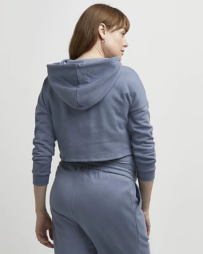 River Island graphic cropped maternity hoodie Blue Best