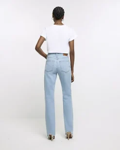River Island high rise stove pipe straight leg jeans Blue Fashion