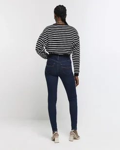 River Island high waist bum sculpt skinny jeans Blue Clearance