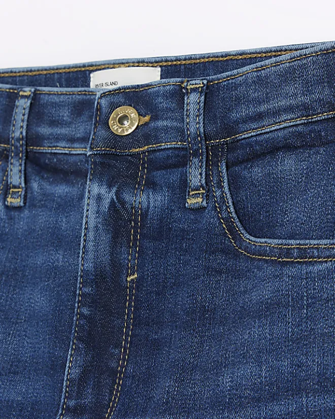 River Island high waisted bum sculpt skinny jeans Blue Fashion