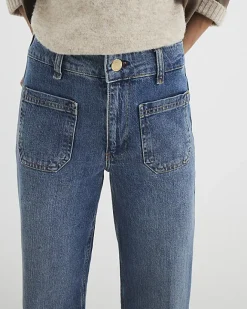 River Island high waisted flare wide fit jeans Blue Online