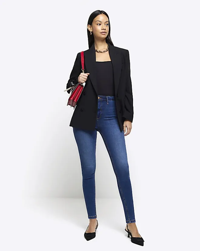 River Island high waisted skinny jeans Blue Online