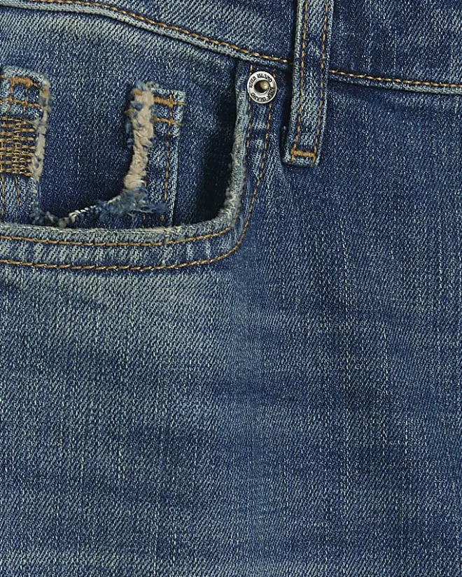 River Island High Waisted Slim Straight Jeans Blue Discount